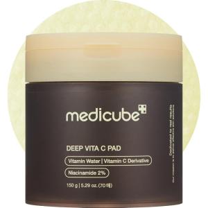 imagemedicube Turmeric Clarifying Toner Pad for Troubled Skin ampamp Use After Spot Care  Soothing ampamp Calming with Turmeric Niacinamide Glycolic Acid  Korean Skin Care 70 PadsDeep Vita C Pads