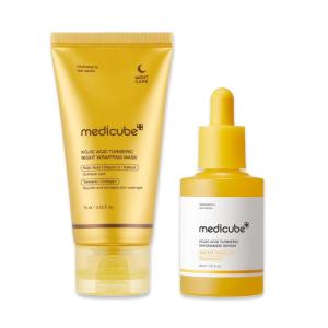 imagemedicube Kojic Acid Overnight Care ampamp Nourish Duo for Troubled Skin Kojic Acid Turmeric Overnight Wrapping Peel Off Mask and Kojic Acid Turmeric Clarifying ampamp Balancing Capsule Serum