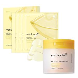 imagemedicube Day ampamp Night Kojic Acid Duo Kojic Acid Turmeric Brightening Gold Jelly Gel Mask and Kojic Acid Turmeric Clarifying Toner Pad