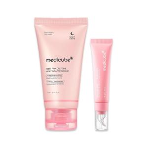 imagemedicube PDRN Shimmering Pink Glow Duo PDRN Caffeine Overnight Wrapping Mask and PDRN Peptide Jelly Gloss Balm  Shimmering Pink Overnight Mask and Lip Balm for Glowy Skin and Lips