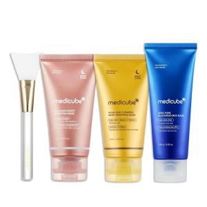 imagemedicube Pore ampamp Glow KViral Mask Set Collagen Overnight Wrapping Peel Off Facial Mask Pack Turmeric Overnight Wrapping Peel Off Mask 20 and Zero Pore Blackhead Mud Facial Mask and a Jelly Brush