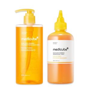 imagemedicube Kojic Acid Body Wash amp Tone Duo Kojc Acid Turmeric Brightening Body Wash and Smothing Toner for Face amp Body  Shower 2 Step Routine for Clearer Brighter Body Skin