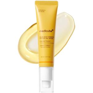 imagemedicube Kojic Acid Brightening Eye Gel Serum with Turmeric amp Vitamin C  AllDay Brightening amp Refreshing Eye Care with Retinol amp Caffeine  Hydrating amp Cooling Formula  Korean Skincare 101 floz