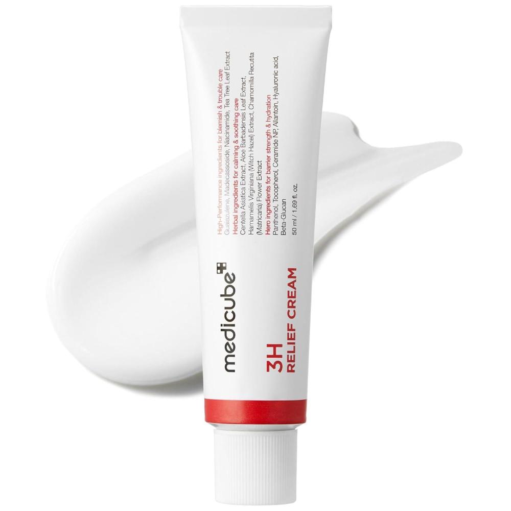 imagemedicube 3H Daily Relief Cream  Daily Soothing Moisturizer for All Skin Types  Lightweight Comforting Cream Ideal For Use After Spot Care  Guaiazulene Centella Ceramide for Balance and Hydration