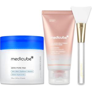 imagemedicube ClarifytoGlow Masking Set Zero Pore Pad 20 Collagen Glazed Milky Daytime Wrapping Mask  for Exfoliation and Pore Care with LHA BHA  Quick amp Easy Glow Care for Plumped Skin