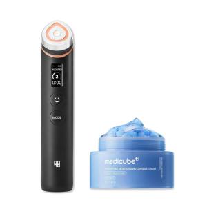 imagemedicube Hydration amp Calm Facial Device Set Booster Pro Black and Hyaluronic Acid Capsule Cream  for Radiant and FirmerLooking Glow and Soothing Care Korean Skincare