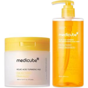imagemedicube Kojic Acid Body Wash amp Prep Duo Kojic Acid Turmeric Toner Pads and Turmeric Body Wash  Simple Cleanse amp Swipe Routine for GlowingLooking Body Skin