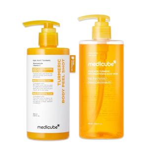 imagemedicube Kojic Acid Brightening Body Care Duo Turmeric Body Peel Shot and Kojic Acid Body Wash  For Brightening Exfoliating with Citrus Scent for Fresh Shower Routine