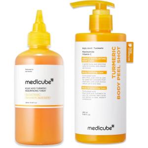 imagemedicube Kojic Acid Turmeric Body Peel amp Tone Duo Turmeric Body Peel Shot and Kojic Acid Smoothing Toner  Gentle Exfoliation amp ToneRefining Care for Uneven Skin