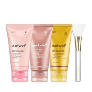 imagemedicube Korean Overnight Glow Mask Trio PDRN Caffeine amp Collagen amp Kojic Acid Turmeric 20 Overnight Wrapping Peel Off Facial Mask and Jelly Brush