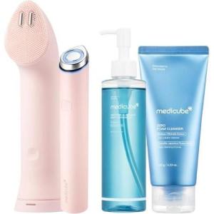 imagemedicube Ultimate Double Cleansing Set Mini Booster Pro Plus Cleansing Device Set Pink Zero Pore Blackhead Cleansing Oil and Zero Foam Cleanser