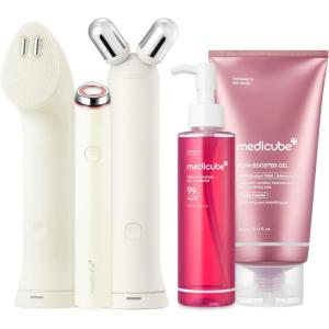 imagemedicube 3in1 Device amp Skincare Set Beige  Mini Booster Pro Plus Full Set Beige PDRN Jelly to Foam Cleanser and PDRN Booster Gel  Cleanse Boost amp Clear Pores for Radiant Smooth Skin