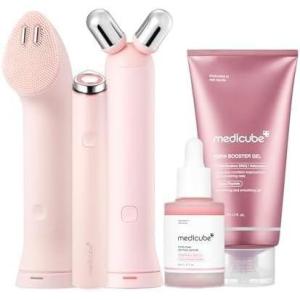imagemedicube AllinOne Skin Booster Device amp Skincare Set Pink Mini Booster Pro Plus Full Facial Set PDRN Peptide Serum Booster Gel  3in1 Korean Facial Device for Cleansing Firming Hydrating