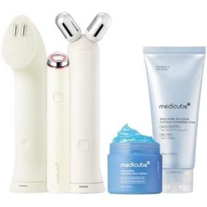 imagemedicube Cleanse Contour amp Plump Device amp Skincare Set Mini Booster Pro Plus Facial Set Beige  3in1 Korean Facial Device  Cleanse Define Boost for Hydration Clear Pores and Stronger Skin