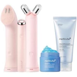 imagemedicube Cleanse Contour amp Plump Device amp Skincare Set Mini Booster Pro Plus Facial Set Pink  3in1 Korean Facial Device  Cleanse Define Boost for Hydration Clear Pores and Stronger Skin